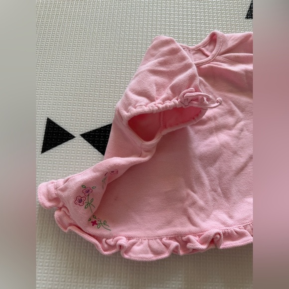 Elle Paris|Baby girl pink short sleeve ruffle top with floral embroidery•••Flowy - Picture 4 of 7